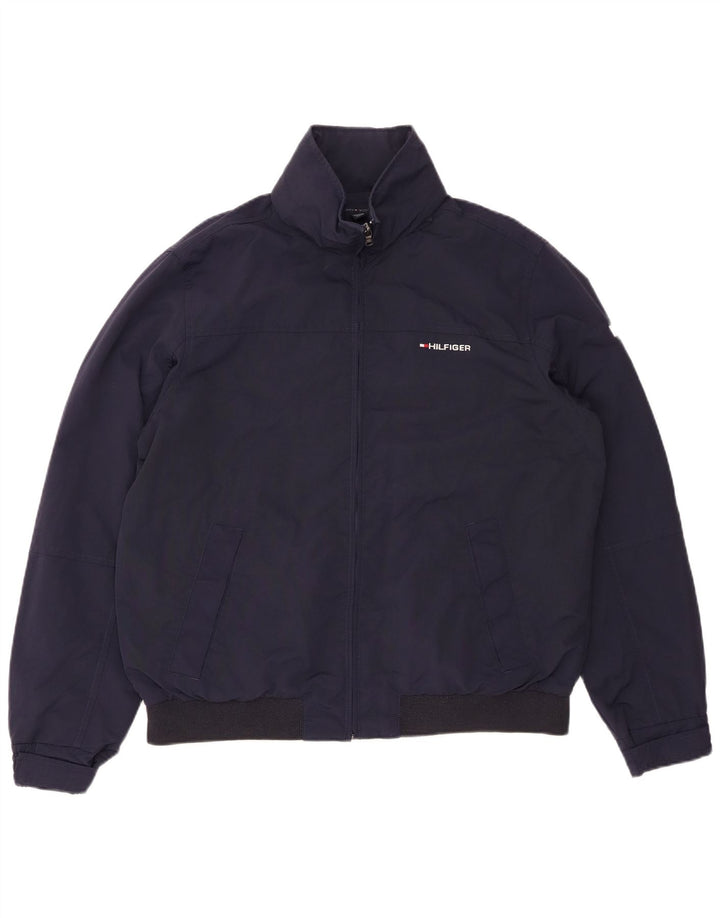 TOMMY HILFIGER Herren-Bomberjacke mit Kapuze, UK 38, mittelmarineblaues Nylon