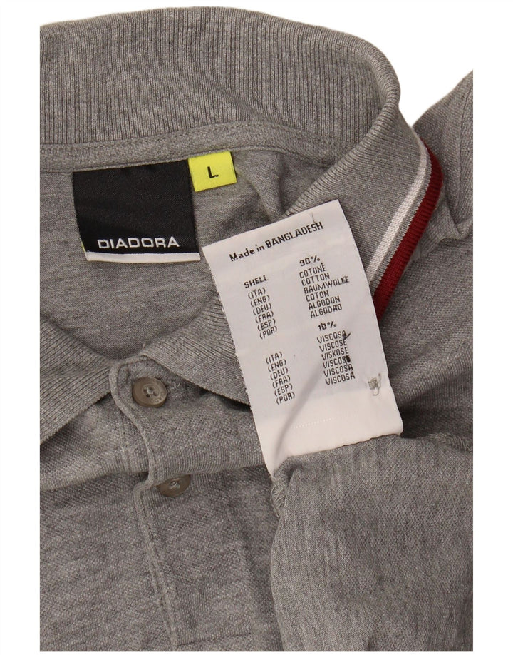 DIADORA Mens Polo Shirt Large Grey Cotton