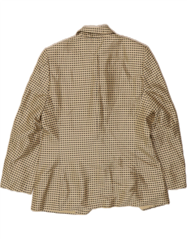 PETER HAHN Womens 3 Button Blazer Jacket UK 16 Large Beige Check Silk Vintage Peter Hahn and Second-Hand Peter Hahn from Messina Hembry 