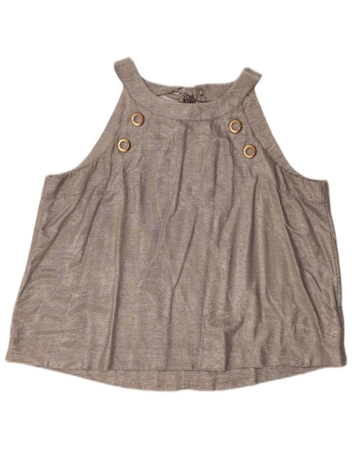 Coast Damen Crop Top UK 16 Large Silber Viskose