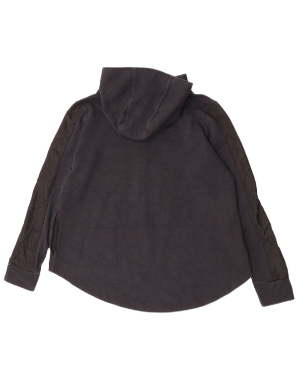 Nike Damen Zip Hoodie Pullover UK 14 Mittelschwarze Baumwolle