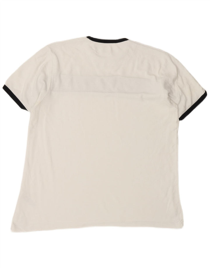 French Connection Herren-T-Shirt-Oberteil aus mittelweißer Colourblock-Baumwolle