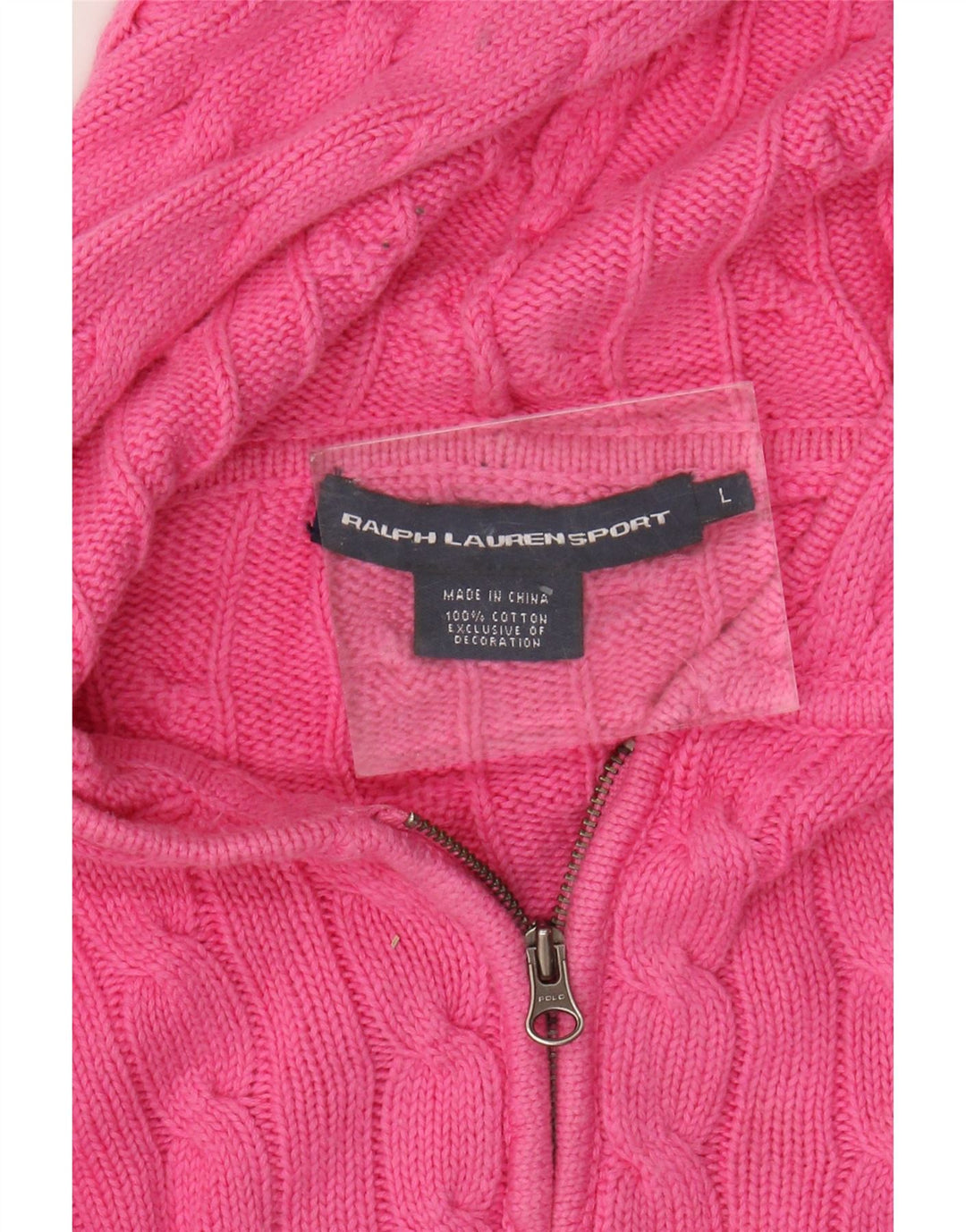 Ralph Lauren Damen Kapuzen-Crop-Cardigan-Pullover UK 16 Große rosa Baumwolle