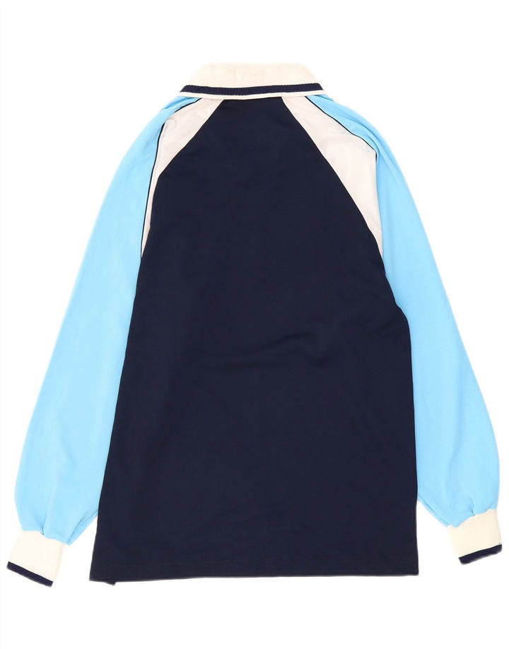 ERREA Herren-Langarm-Rugby-Poloshirt, mittleres Marineblau, Farbblock