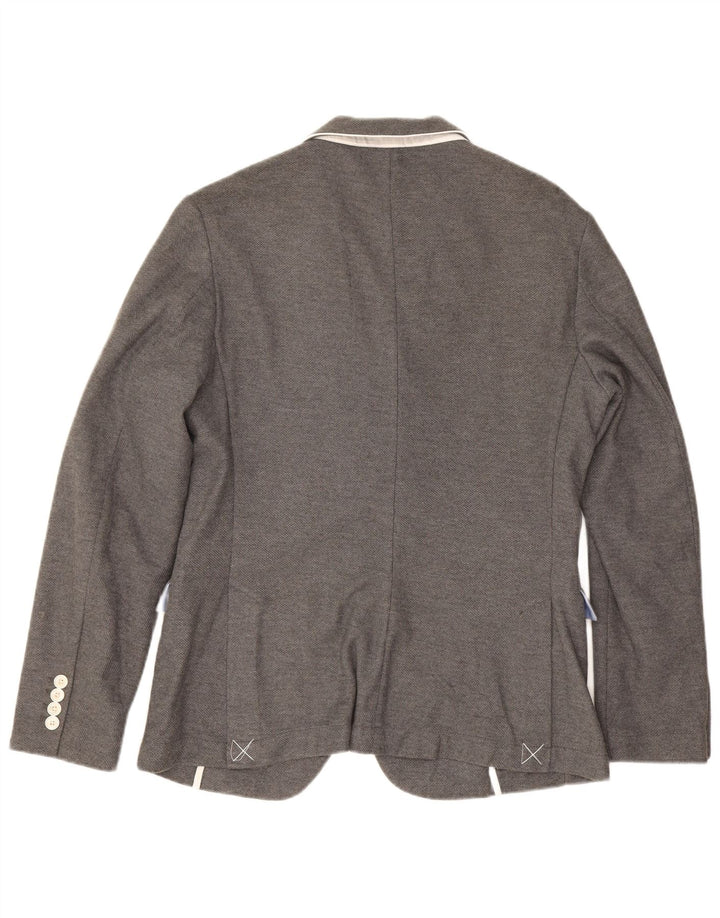 Zara Herren-Blazer mit 2 Knöpfen, EU 52, große graue Baumwolle