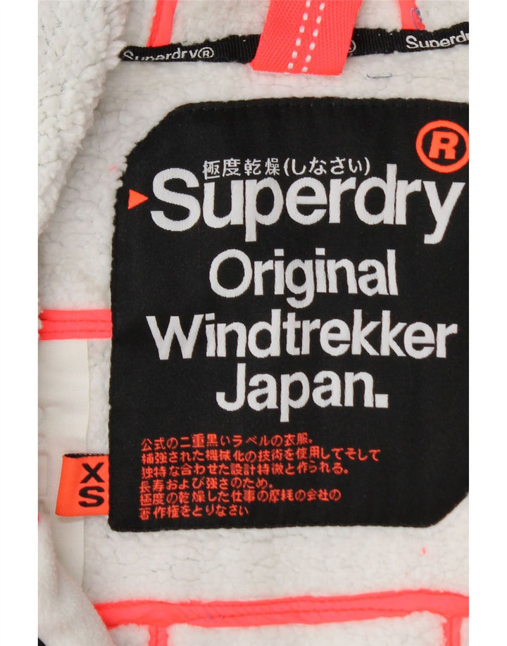 SUPERDRY Damen Windtrekker Hooded Sherpa Windjacke UK 6 XS Blau