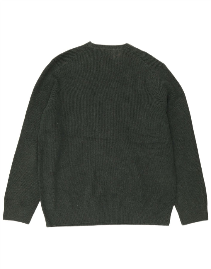 Marks & Spencer Herren-Pullover mit Rundhalsausschnitt, XL, grünes Polyester
