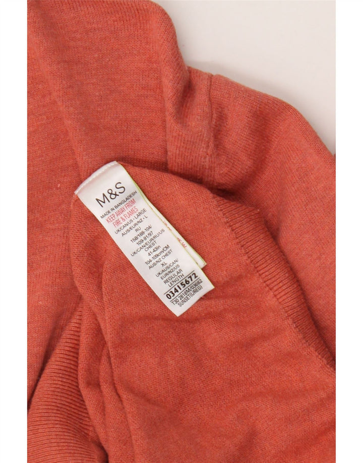 Marks & Spencer Herren-Pullover mit V-Ausschnitt, groß, Baumwolle, Orange