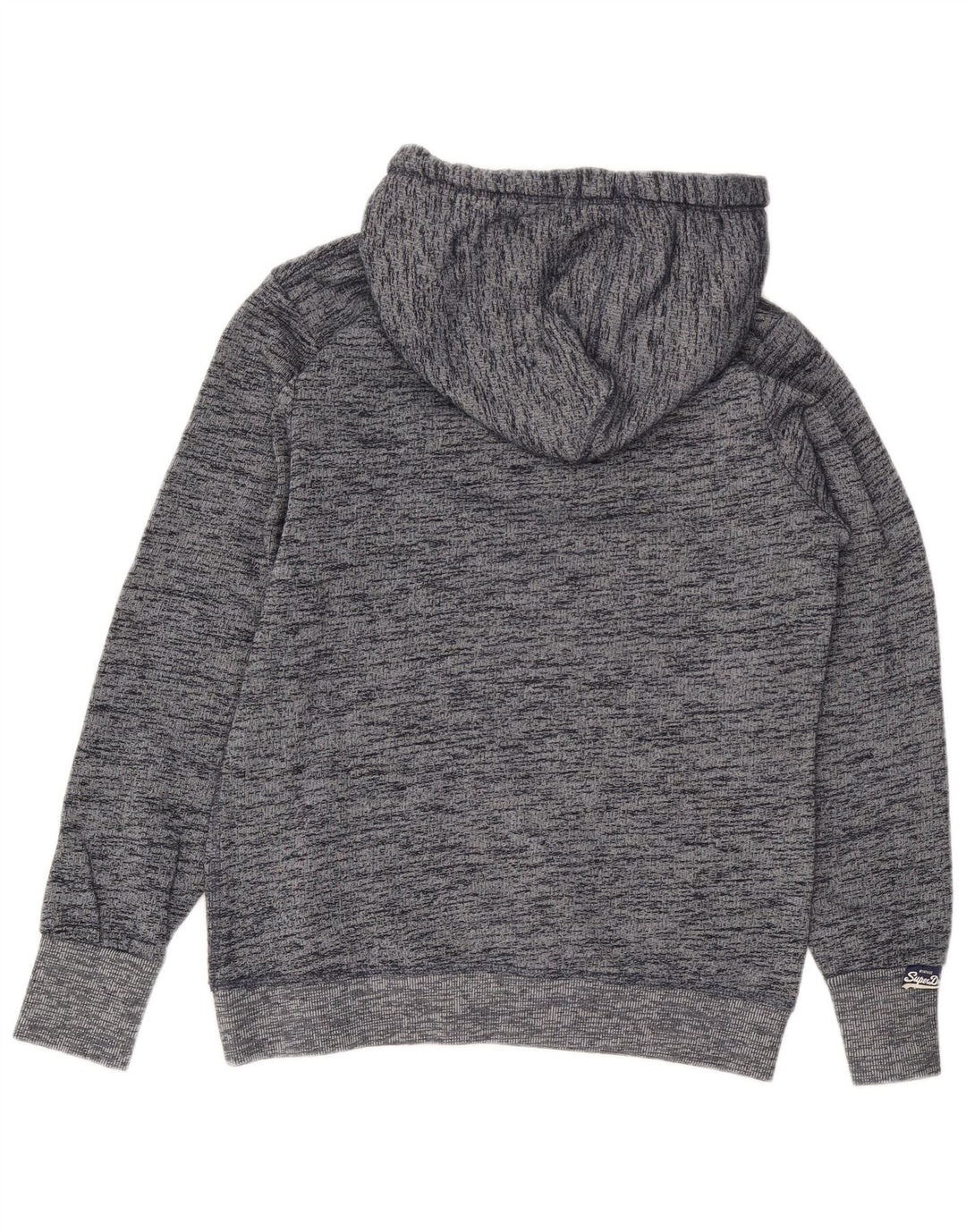 Superdry Graphic Hoodie-Pullover für Damen, UK 12, mittelmarineblau gesprenkelte Baumwolle