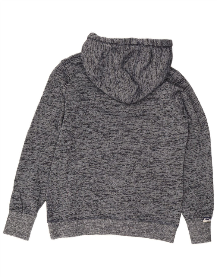 Superdry Graphic Hoodie-Pullover für Damen, UK 12, mittelmarineblau gesprenkelte Baumwolle