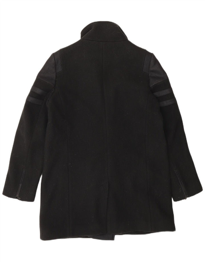 VINTAGE Womens Overcoat UK 14 Large Black Viscose