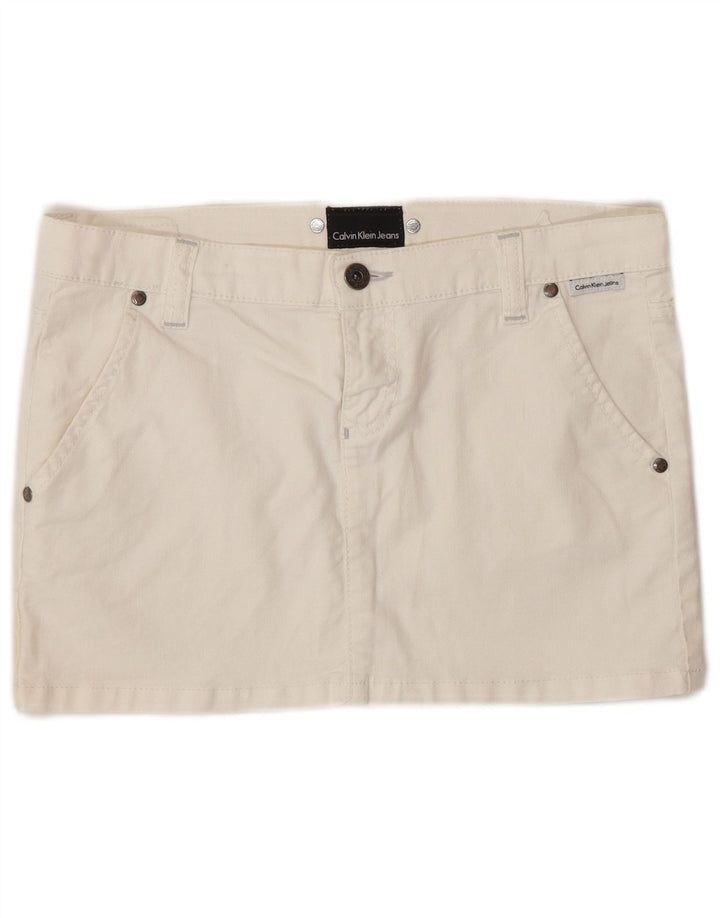 Calvin Klein Damen Minirock W27 Small Off White Cotton