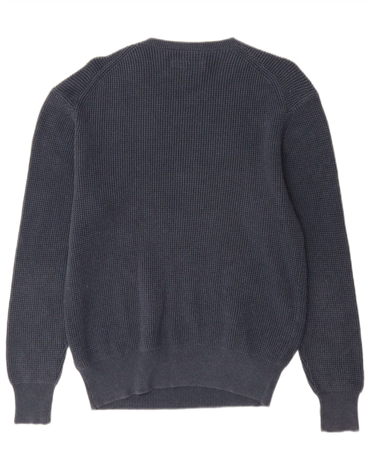 All Saints Herren-Pullover mit Rundhalsausschnitt, mittlere marineblaue Baumwolle
