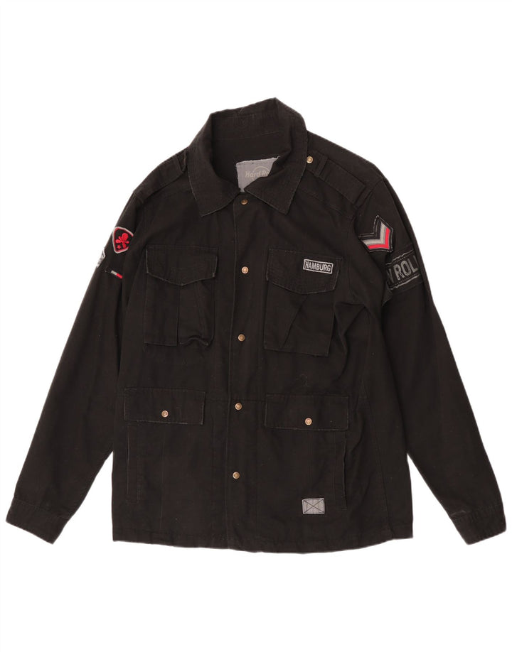 Hard Rock Cafe Herren-Militärjacke mit Grafik, UK 38, mittelschwarz, Baumwolle