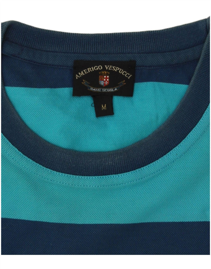 AMERIGO VESPUCCI Herren T-Shirt Top Mittelblau gestreift