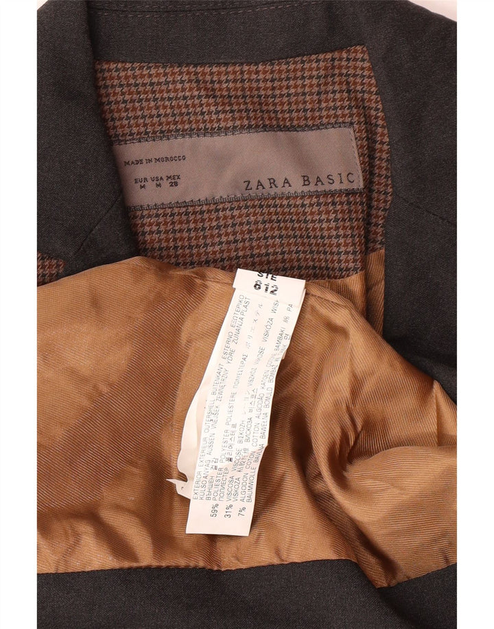 Zara Basic-Blazer für Damen, UK 12, mittelbraun, klassischer Hahnentrittmuster