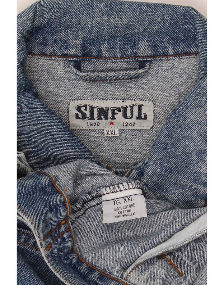 Sinful Herren Jeansjacke UK 44 2XL Blaue Baumwolle