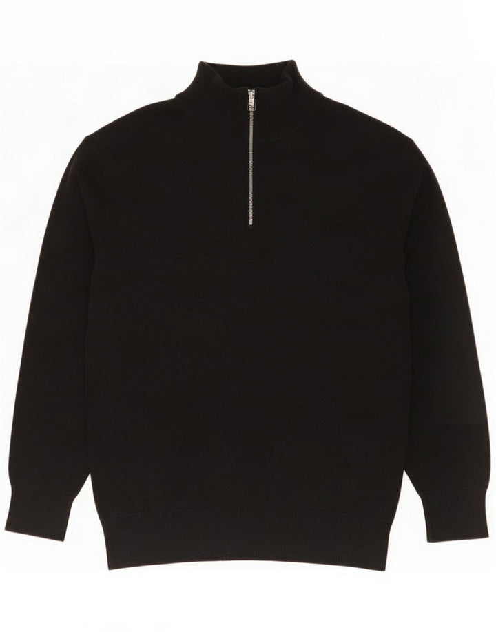 Zara Herren-Pullover mit Reißverschluss, mittelschwarz, Baumwolle