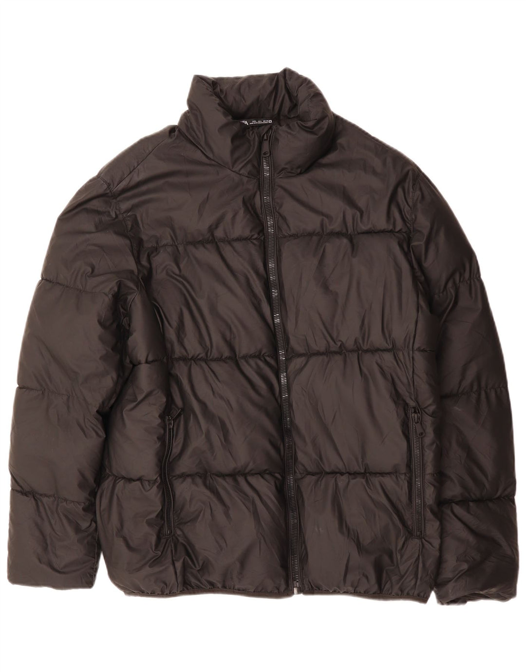 Zara Herren Wattierte Jacke UK 40 Large Schwarz Polyester