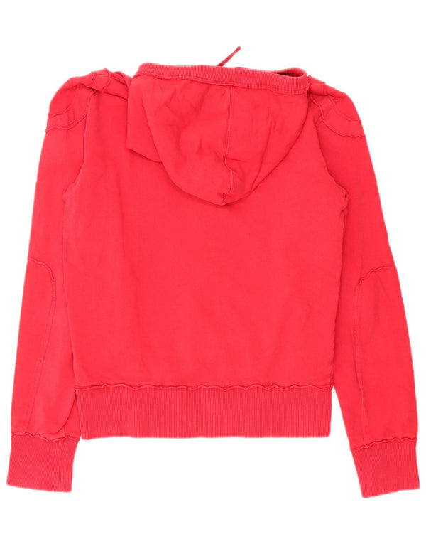 Cesare Paciotti 4US Damen-Kapuzenpullover mit grafischem Reißverschluss, UK 14, Mittelrot
