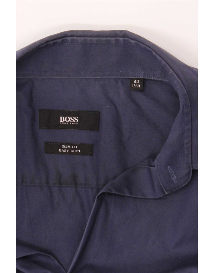 Hugo Boss Herren Slim Fit Hemd Größe 40 15 3/4 Mittel Marineblau