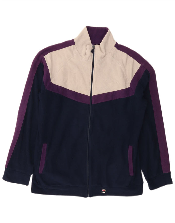 Fila Herren Fleecejacke UK 40 Large Marineblau Farbblock