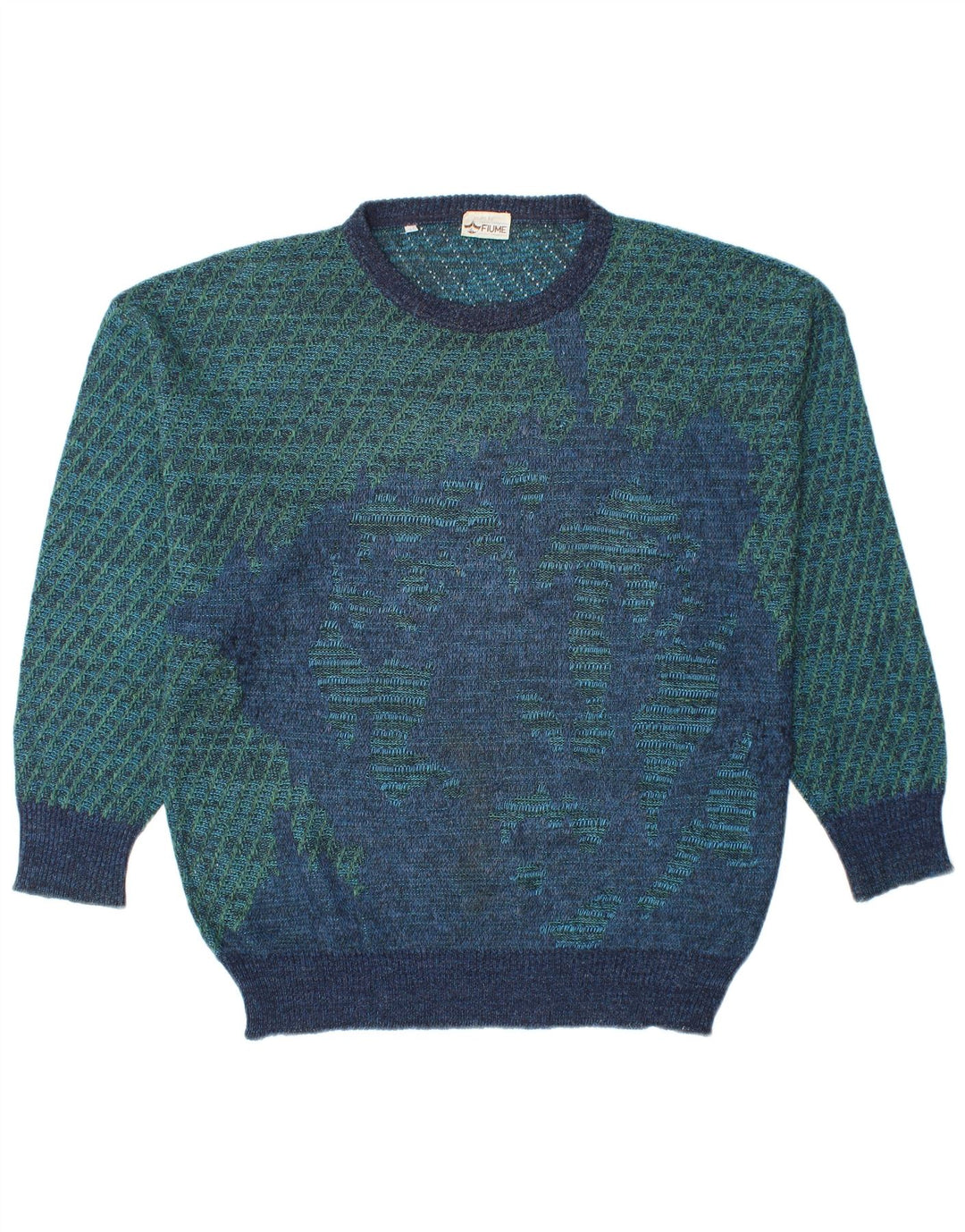 FIUME Herren-Pullover mit Rundhalsausschnitt, Größe 52, groß, blau gestreift, Acryl