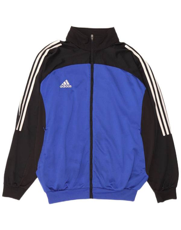 Adidas Mens Tracksuit Top Jacket UK 46/48 XL Blue Colourblock Polyester