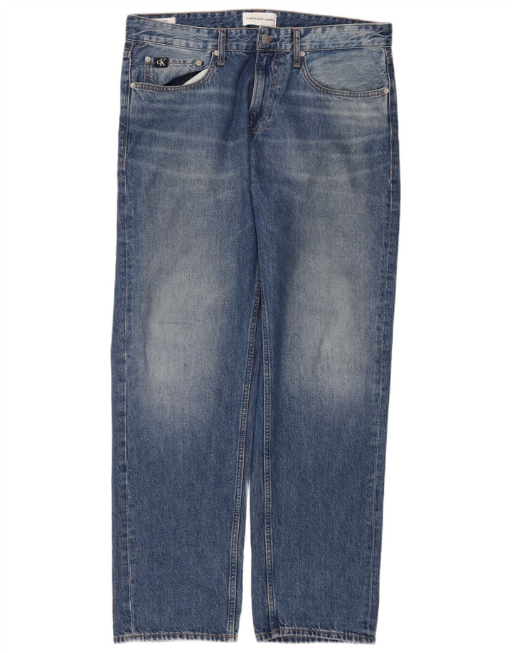 Calvin Klein Herren Straight Jeans W33 L31 Blaue Baumwolle