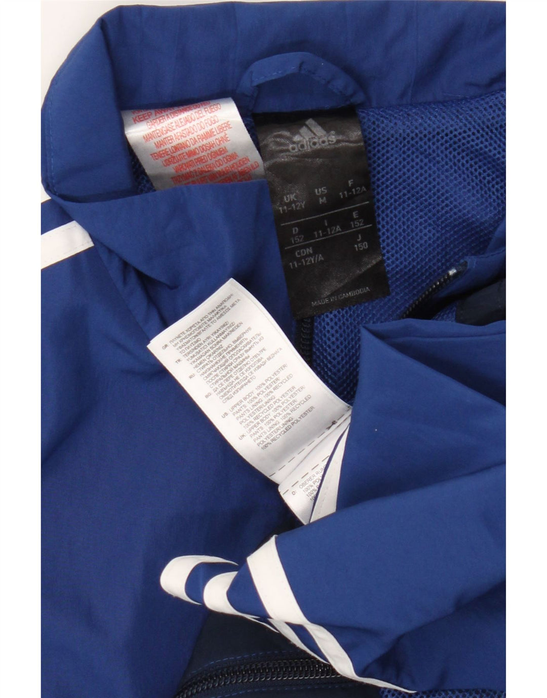 Adidas Jungen-Trainingsanzug-Top-Jacke, 11–12 Jahre, blaues Colourblock-Polyester