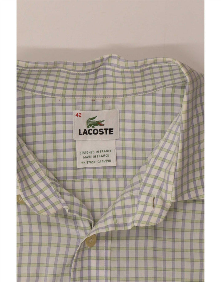 Lacoste Herrenhemd, Größe 42, groß, weiß kariert