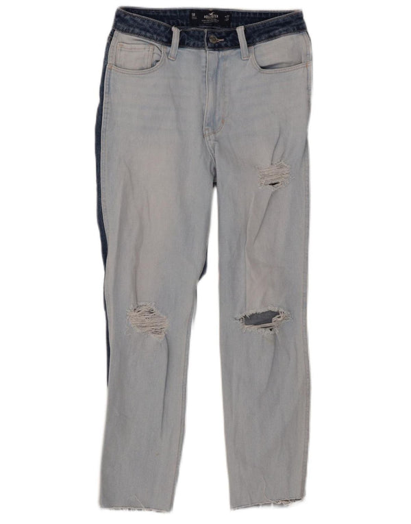 Hollister Damen Mom Distressed Straight Jeans US 5 Small W27 L27 Blau
