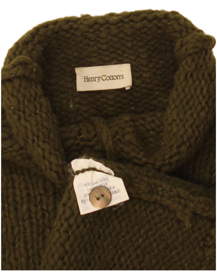 Henry Cottons Damen-Pullover mit Knopfkragen, IT 46, große Khaki-Wolle