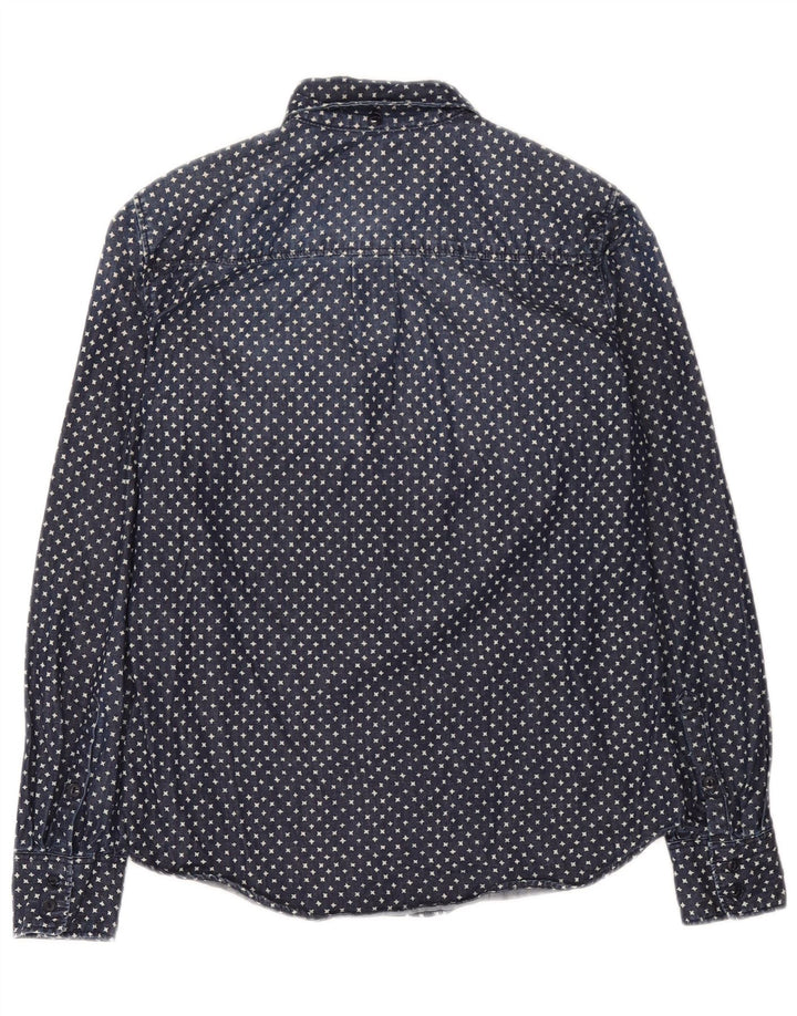 J. Crew Damen-Jeanshemd mit abstraktem Muster in Übergröße, US 2 XS, Marineblau