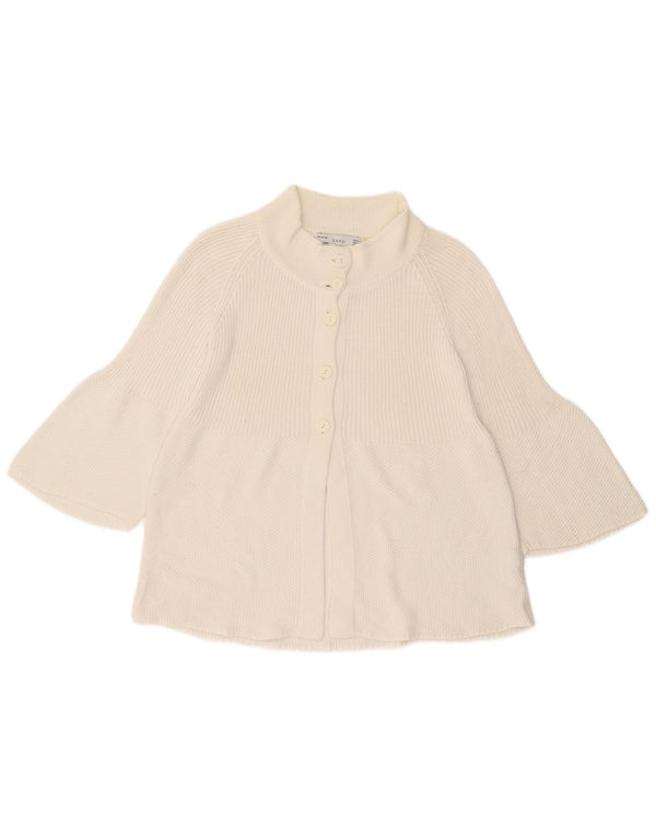 Zara Damen-Strickjacke mit 3/4-Ärmeln, UK-Größe 14, Größe L, weiße Baumwolle