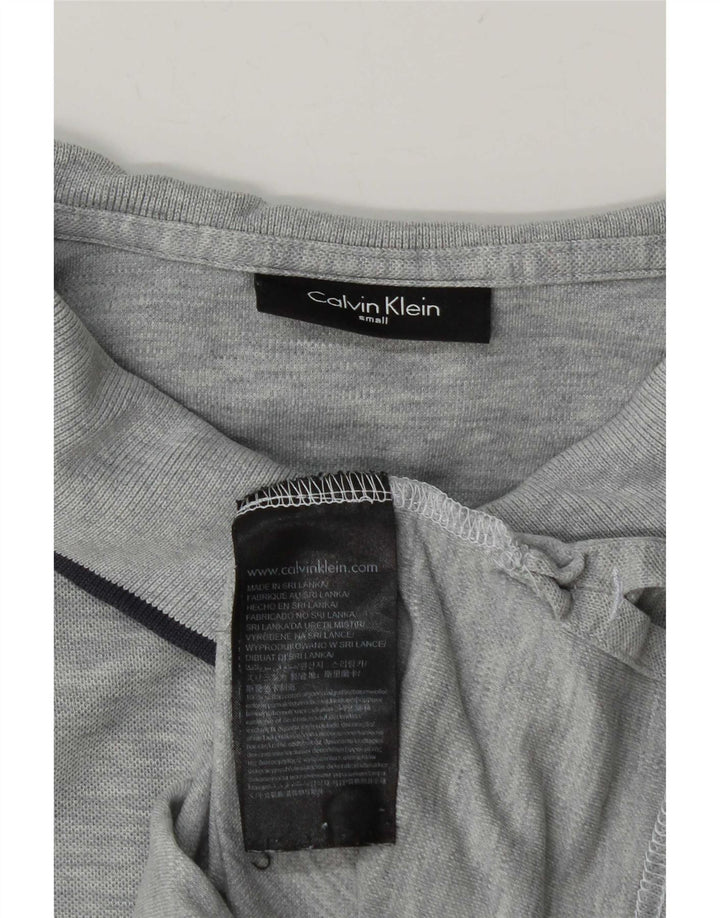 Calvin Klein Herren-Poloshirt, klein, grau gefleckte Baumwolle