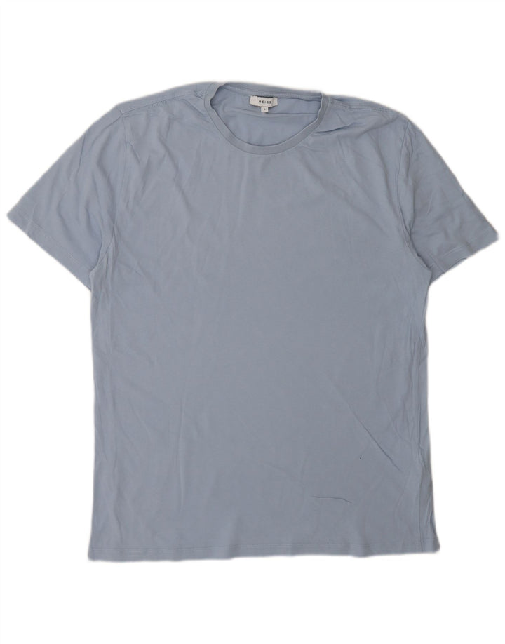 Reiss Herren T-Shirt Top Large Blau Baumwolle