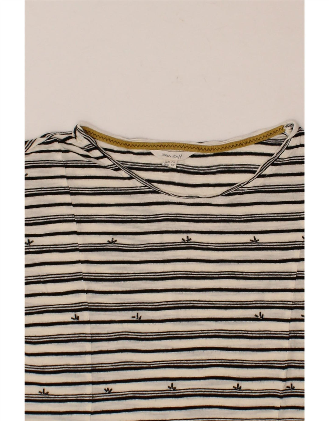 WHITE STUFF Womens T-Shirt Top UK 12 Medium  Black Striped Viscose Vintage White Stuff and Second-Hand White Stuff from Messina Hembry 
