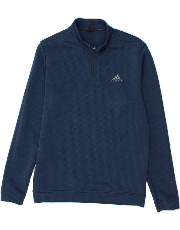 ADIDAS Mens Zip Neck Sweatshirt Jumper Small Navy Blue Polyester Vintage Adidas and Second-Hand Adidas from Messina Hembry 