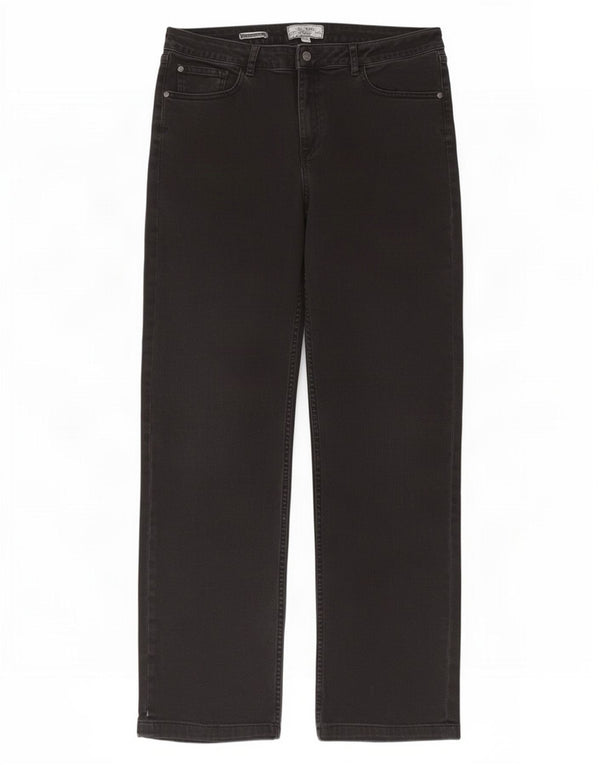 Fat Face Damen Straight Jeans UK 14 Large W34 L30 Schwarze Baumwolle