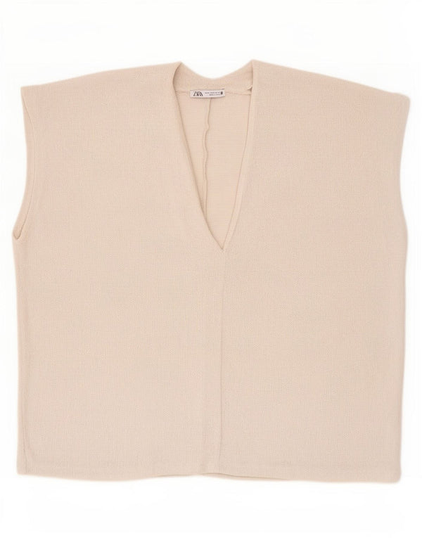 Übergroßes Blusenoberteil für Damen von Zara, UK 14, mittelbeige Viskose