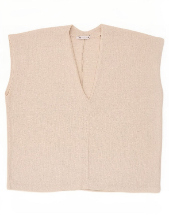 Übergroßes Blusenoberteil für Damen von Zara, UK 14, mittelbeige Viskose