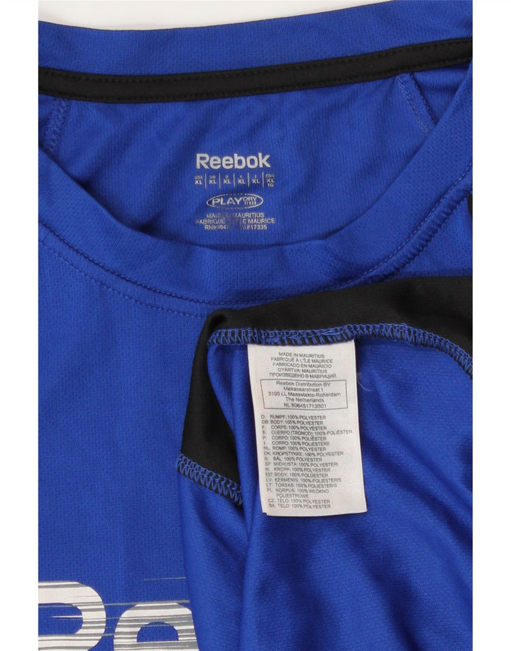 Reebok Herren Grafik-T-Shirt-Oberteil XL Blaues Colourblock-Polyester