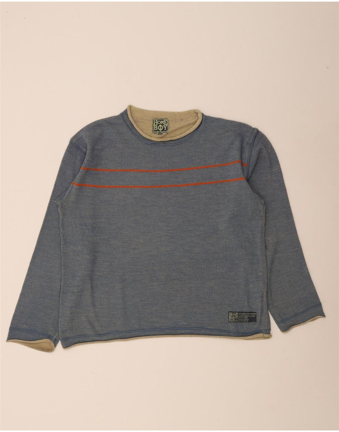 Home Boy Herren-Pullover mit U-Boot-Ausschnitt, groß, blau gestreift