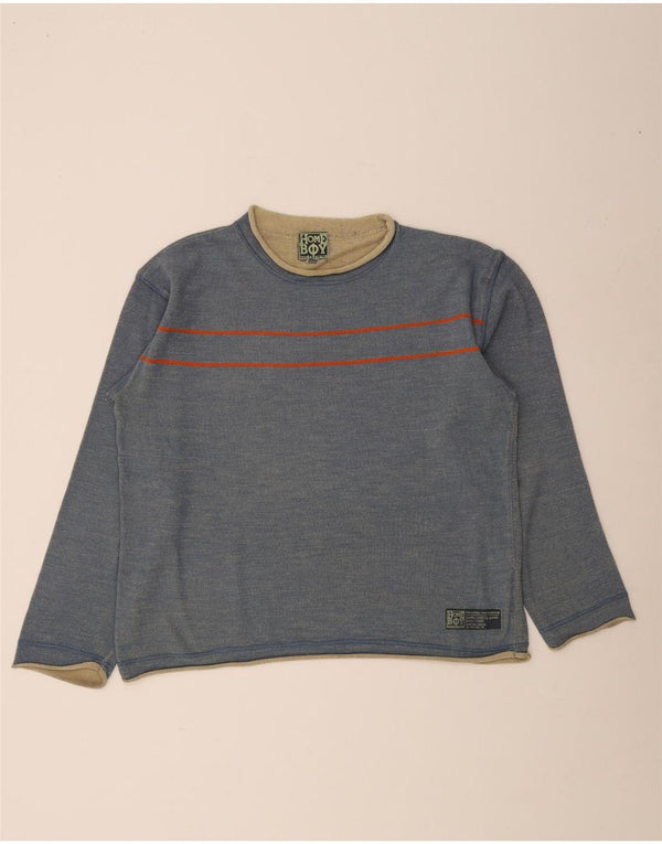 Home Boy Herren-Pullover mit U-Boot-Ausschnitt, groß, blau gestreift