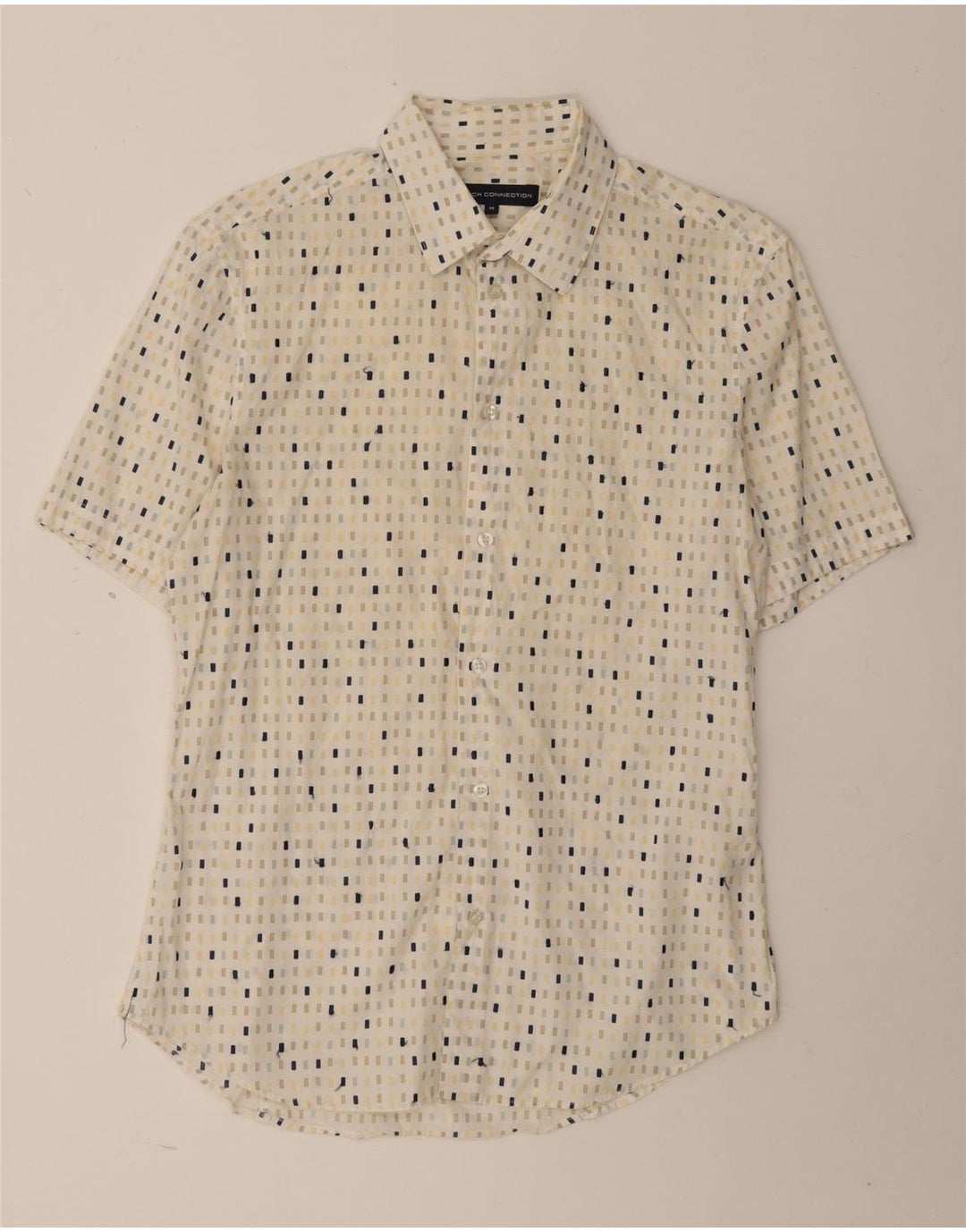 French Connection Herren-Kurzarmhemd aus gepunkteter Baumwolle in Mittelbeige