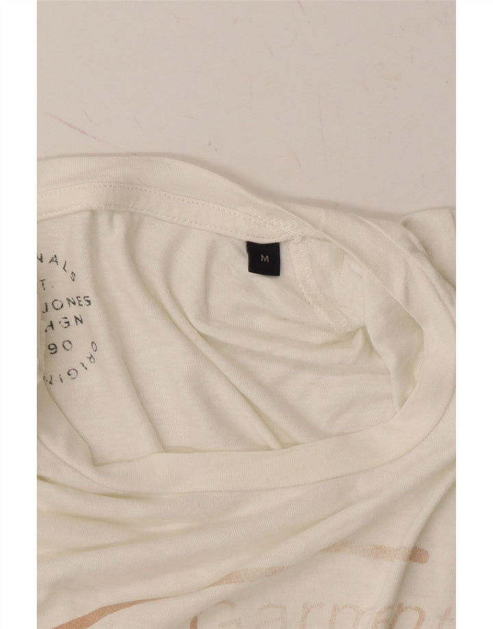 JACK & JONES Mens Graphic T-Shirt Top Medium White Cotton Vintage Jack & Jones and Second-Hand Jack & Jones from Messina Hembry 