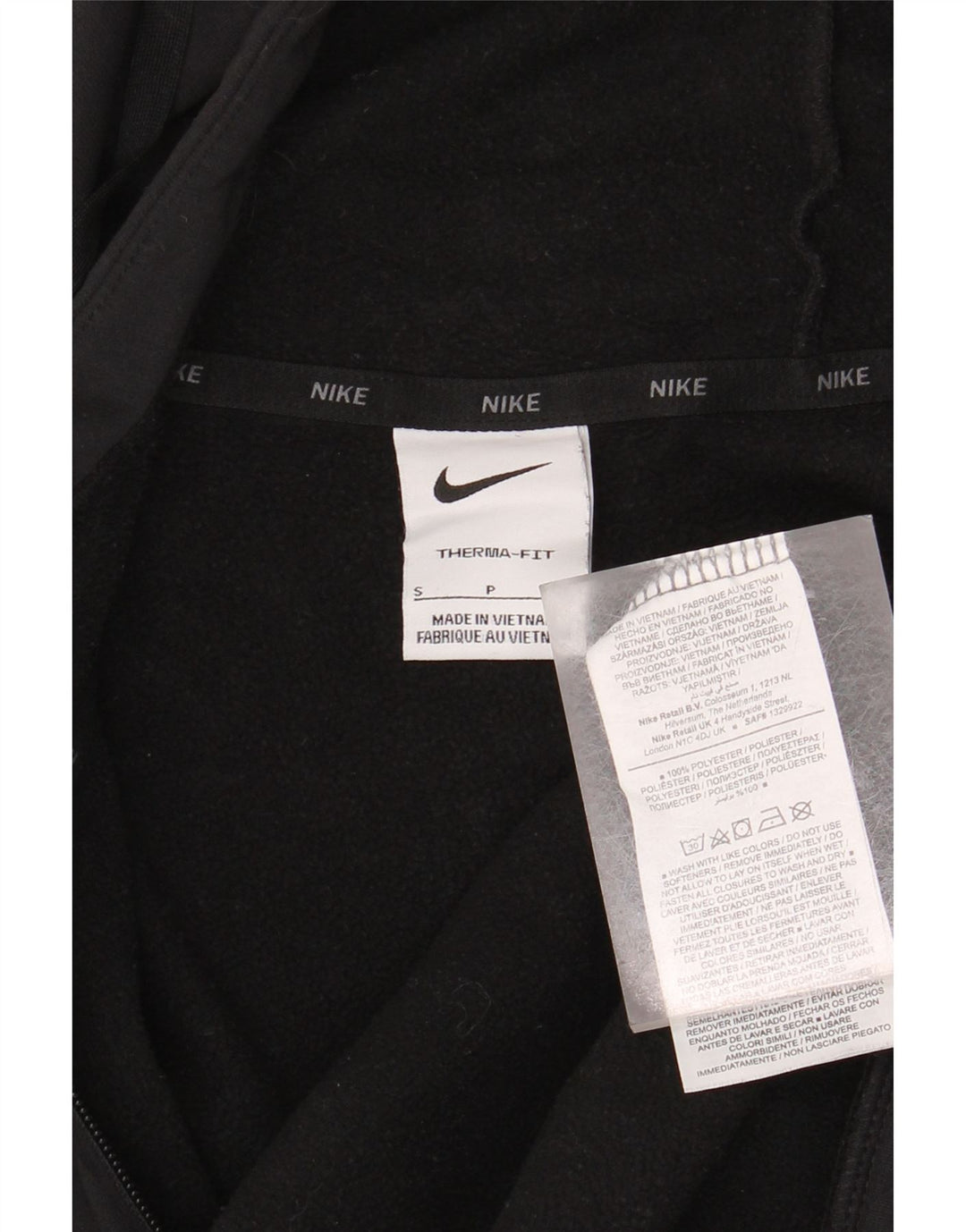 NIKE Mens Therma-Fit Zip Hoodie Sweater Small Black Polyester