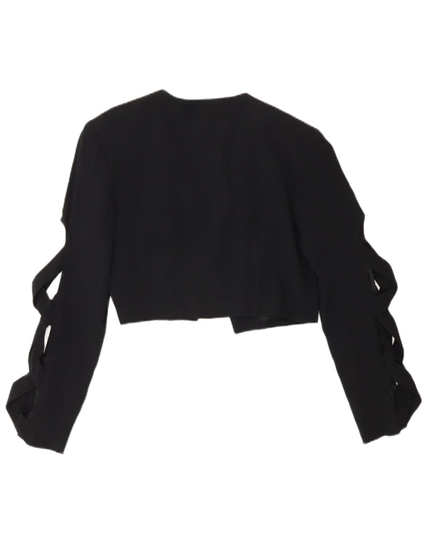 Vintage Damen Bolero Jacke IT 44 Medium Schwarz Acetat