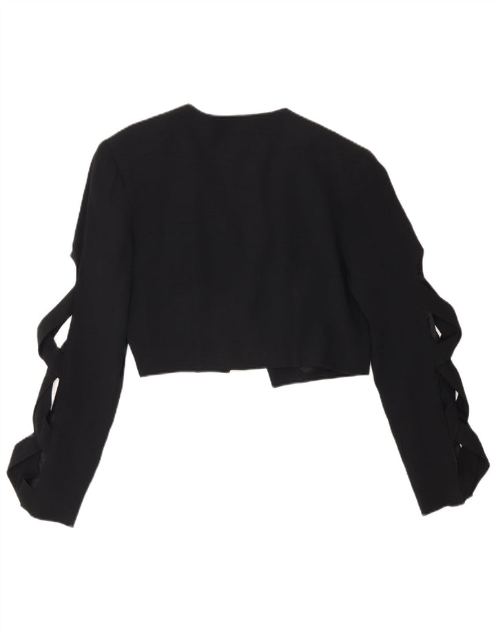 Vintage Damen Bolero Jacke IT 44 Medium Schwarz Acetat